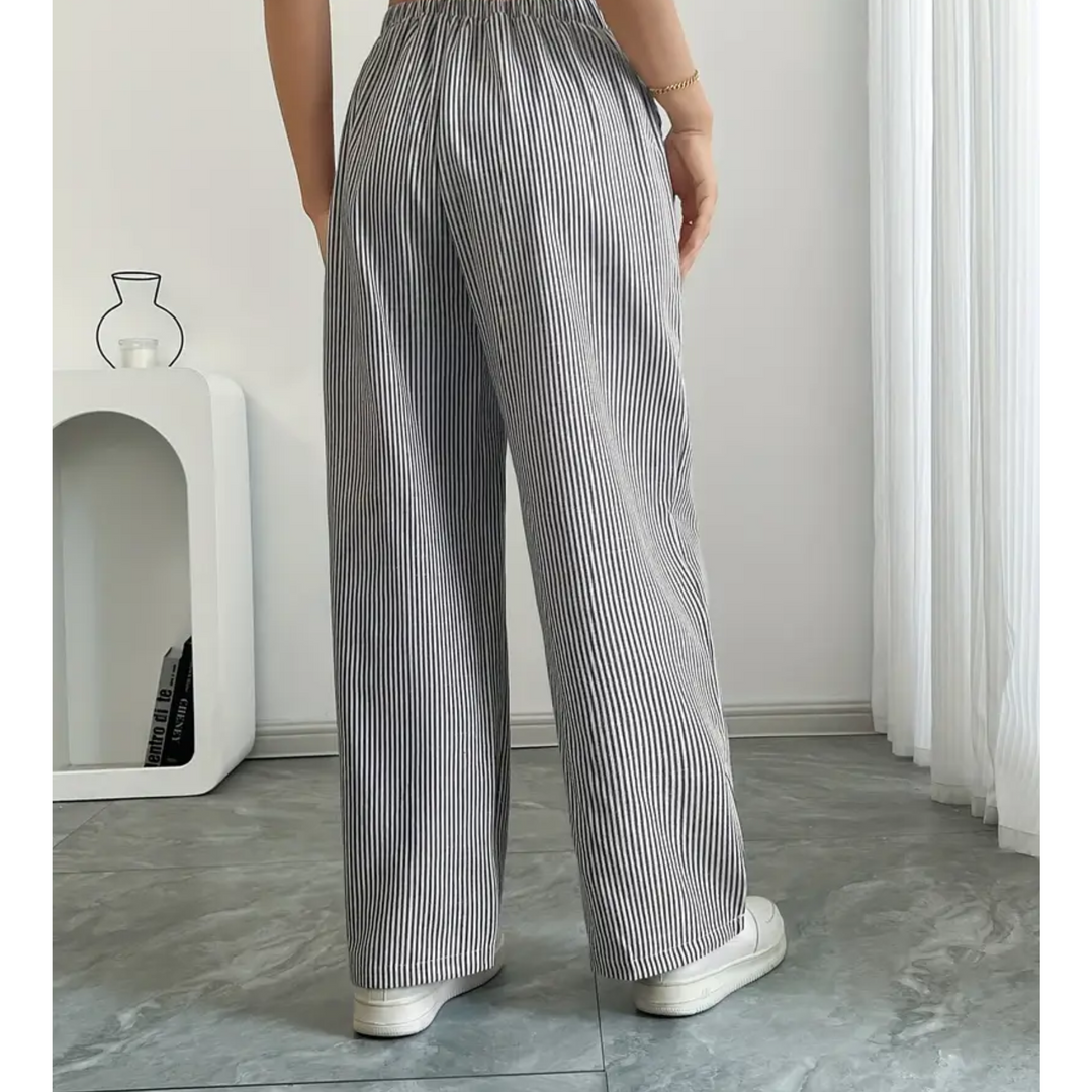 Women's Striped Wide-Leg Pants