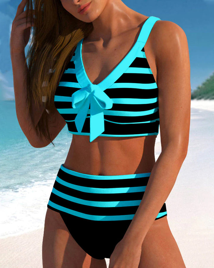 Women's Striped High-Waisted Bikini