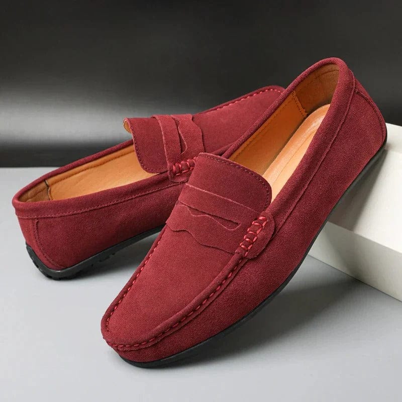 Stylish blue women's Stockholm loafers with arch support, ideal slip-on casual footwear.