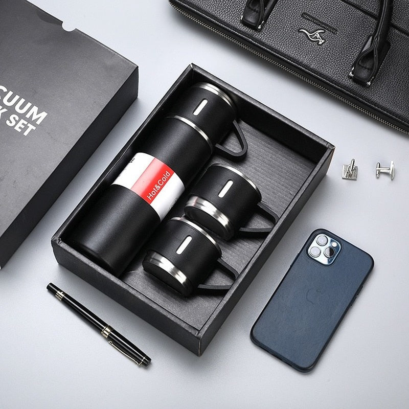 12-hour insulated thermos flask with cup lid, perfect for hot or cold drinks.