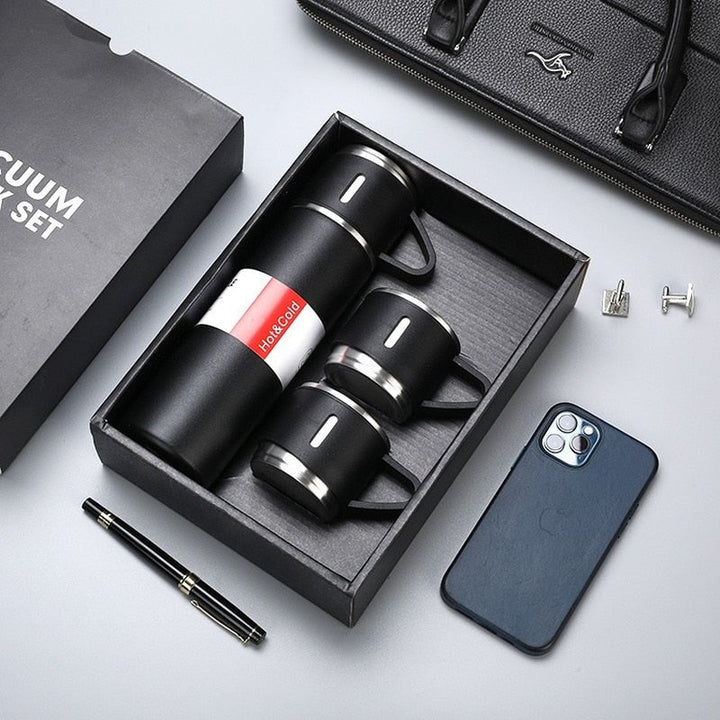 12-hour insulated thermos flask with cup lid, perfect for hot or cold drinks.