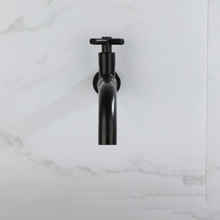 Black single-lever wall-mounted basin tap, modern, easy temperature control.