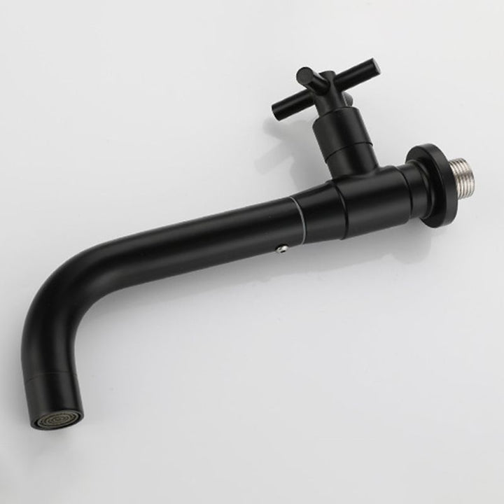 White modern single-lever wall-mounted basin tap, minimalist design.
