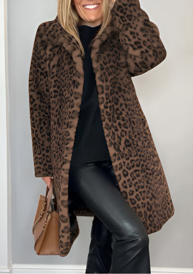 Trendy women's leopard print long puffer jacket. Lightweight & warm winter coat, perfect for stylish women.