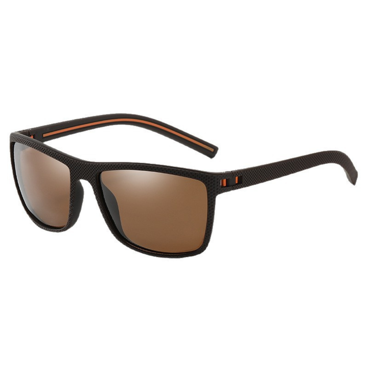 Active men's polarized sunglasses for UV protection during outdoor sports and driving.