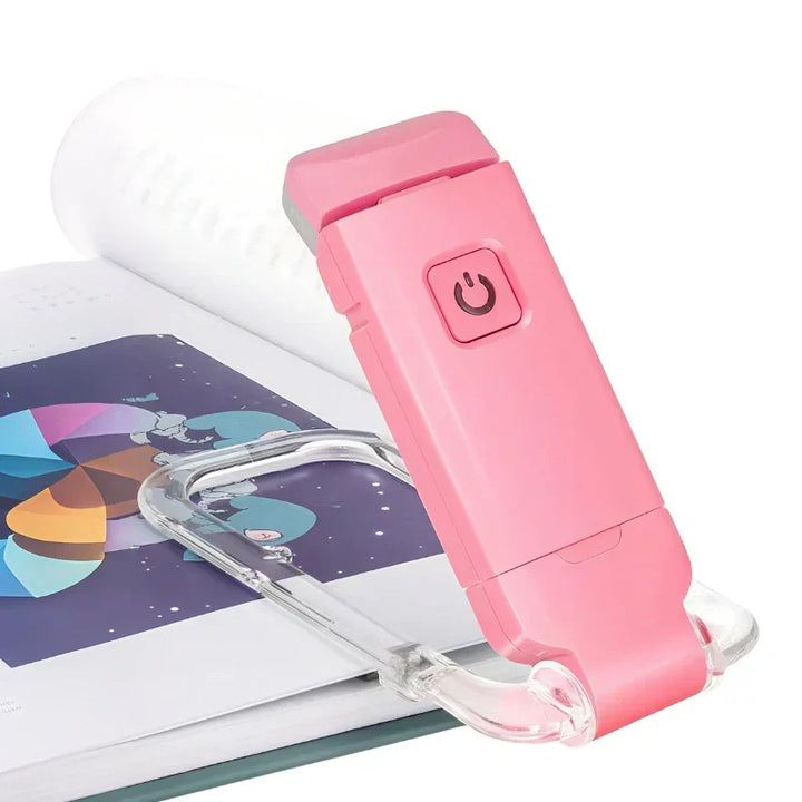Portable clip-on book light for night reading, adjustable brightness, eye-friendly LED, travel ready.
