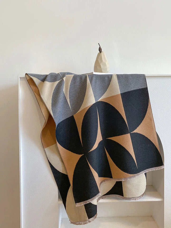 Two-tone reversible cashmere scarf for women, a luxurious soft and warm winter fashion wrap.