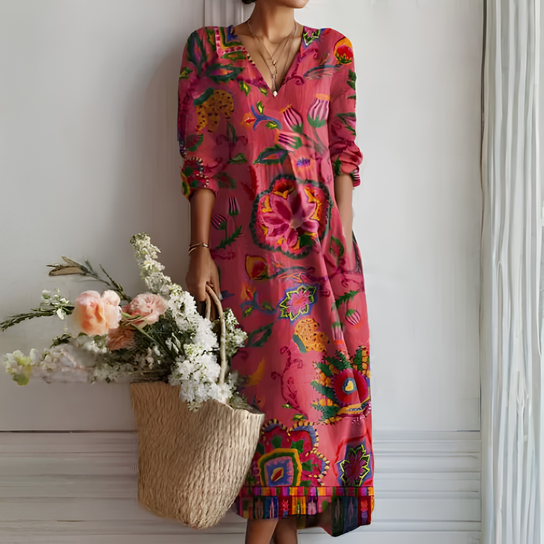 Elegant women's long sleeve dress, perfect for versatile comfort from office to casual. Timeless style.