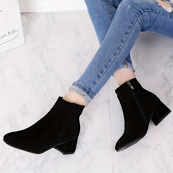 Easy wear women's elegant Chelsea ankle boots. Comfortable block heel, perfect for stylish fall & winter women's fashion.