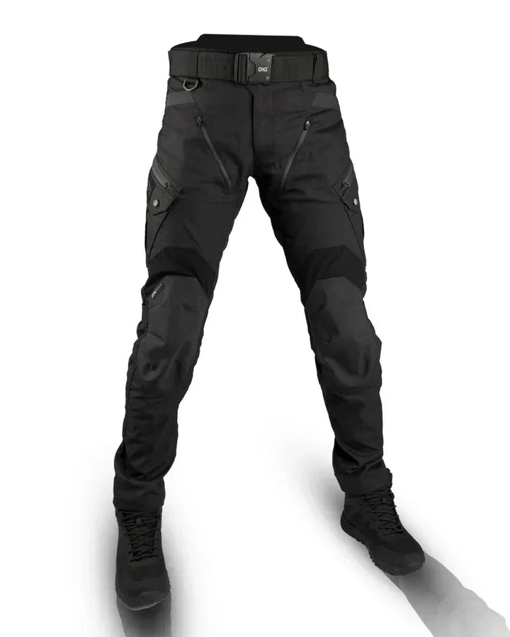 Versatile men's green cargo tactical pants, ideal for hiking & outdoor activities. Comfortable, multi-pocket design.
