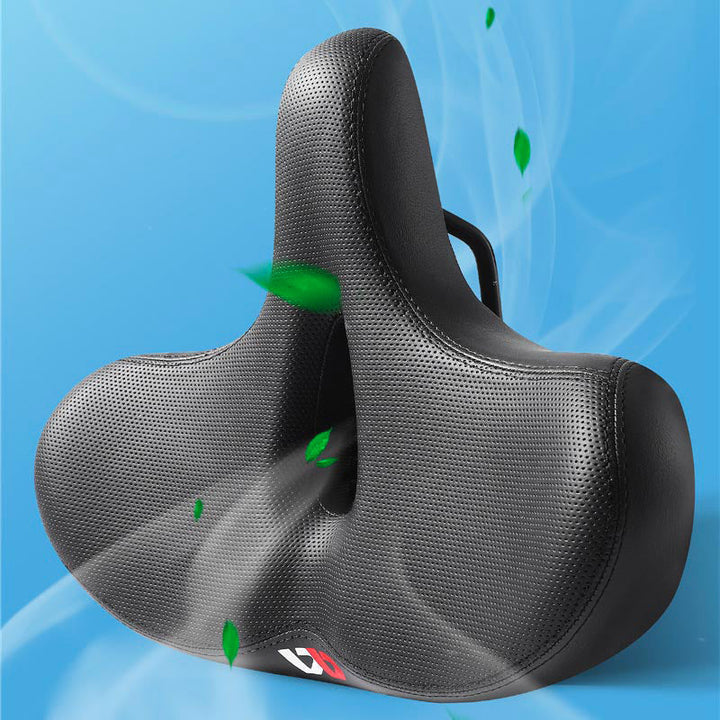Padded ergonomic synthetic leather bike seat, designed for superior cycling comfort on long rides.