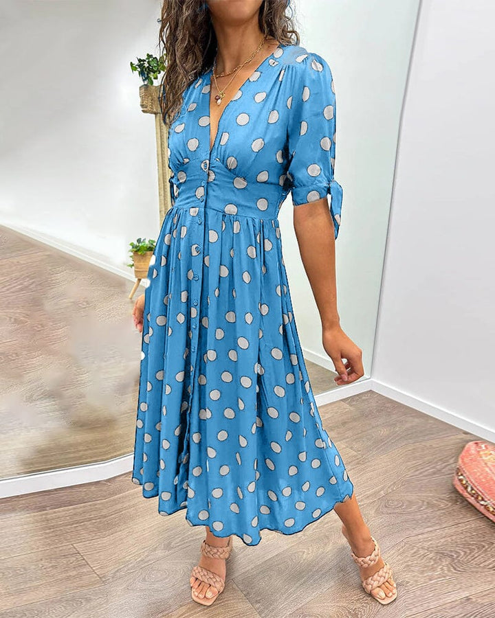 Polka Dot V-Neck Dress for Women