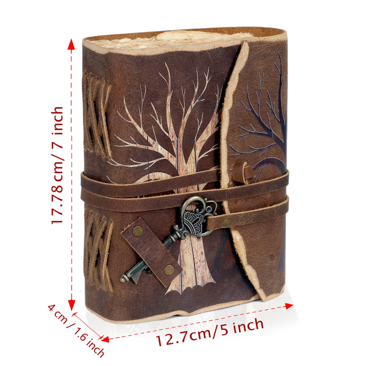 Elegant locked sketchbook, vintage leather look, handcrafted for artists and dreamers.