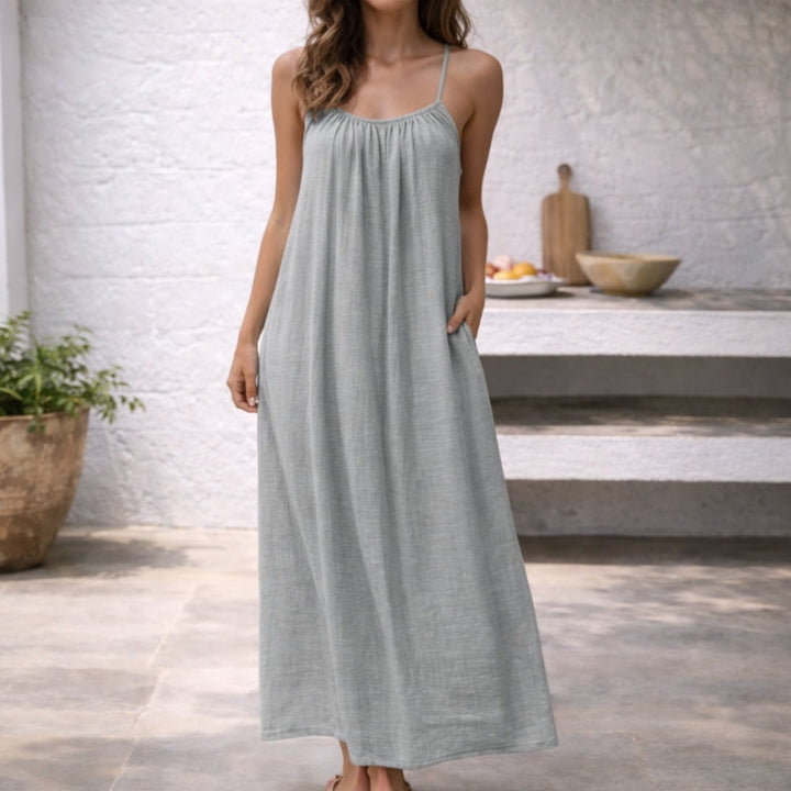 Women's Backless Maxi Dress with Spaghetti Straps