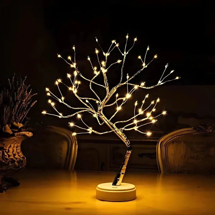Enchanting LED Bonsai Tree Lamp with warm white fairy lights, perfect for home decor & ambient lighting.