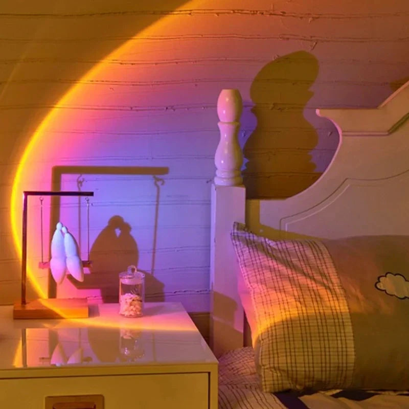 Nvroome RGB sunset lamp. Transforms any space with captivating gradient mood lighting, perfect for relaxation.