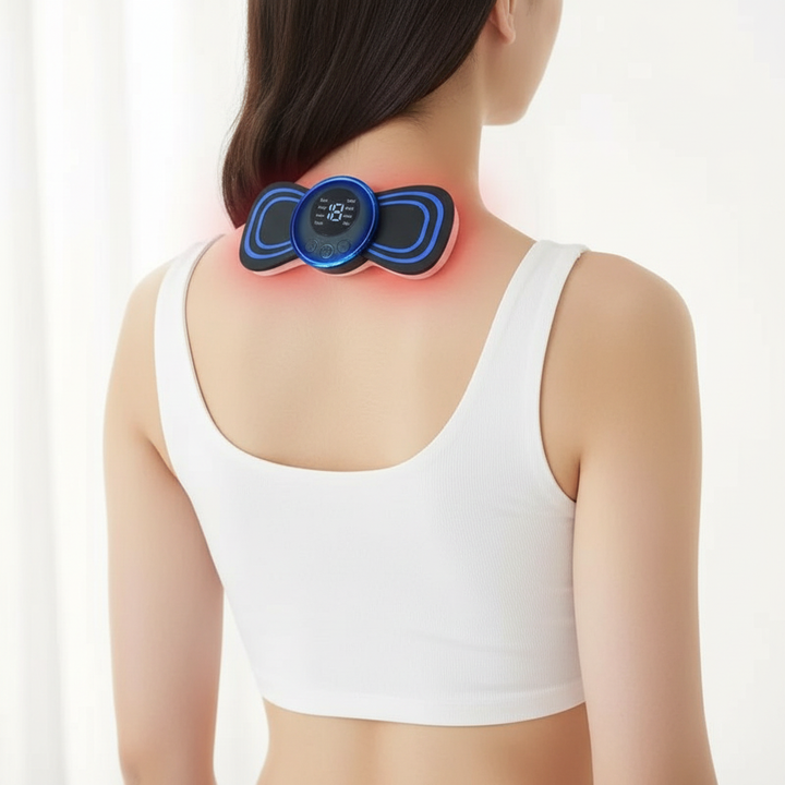Unisex EMS massager pad for active individuals seeking sciatica & back pain relief. Portable solution for muscle therapy.