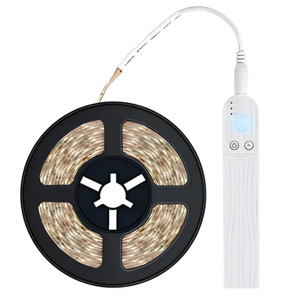 Hallway motion sensor LED strip light, auto illumination for safe passage at night.