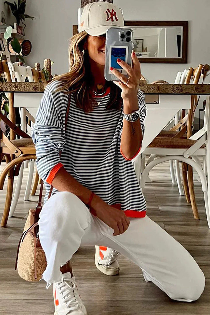 Women's Oversized Striped Sweatshirt
