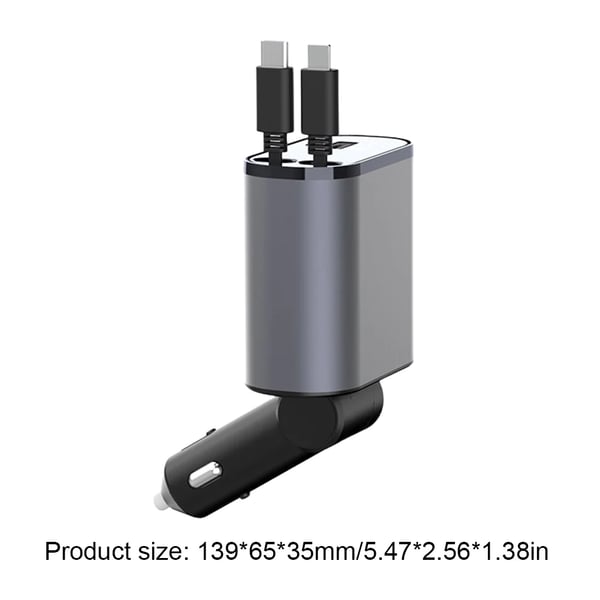 Sleek retractable fast car charger, perfect for powering any smartphone in your auto.