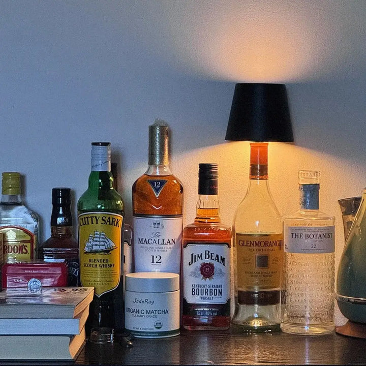 Cordless LED bottle lamp cap, Nvroome design, an easy way to upcycle and light up your space.