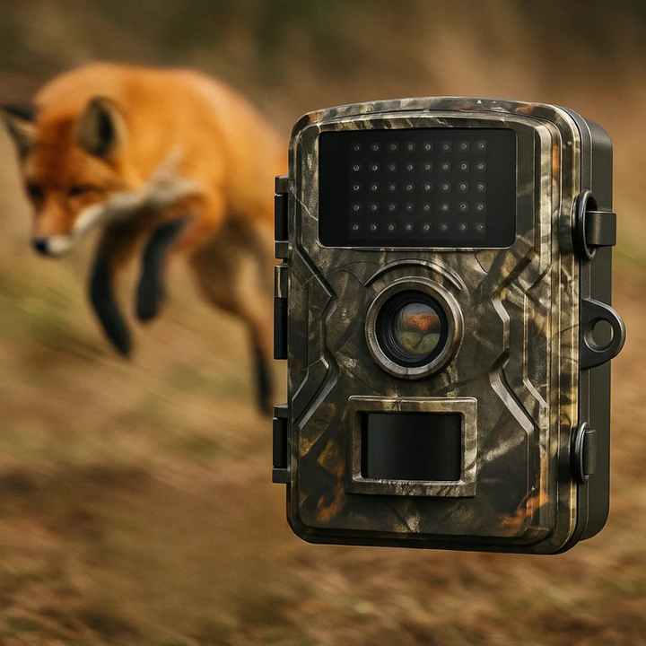 16MP Wildlife Trail Camera with Night Vision & Motion Sensor for outdoor animal monitoring.