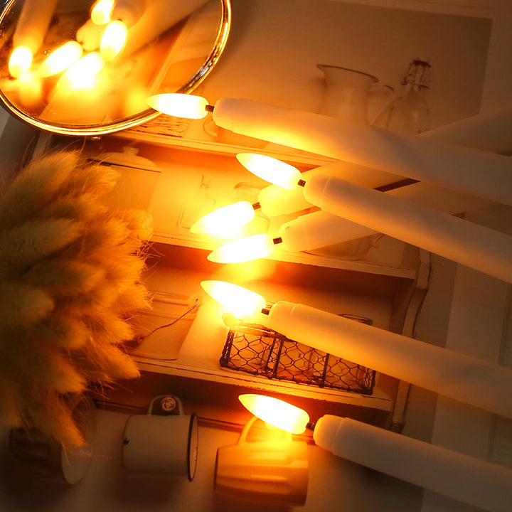 Realistic flickering flameless LED taper candles. Remote & timer add convenience for home ambiance.