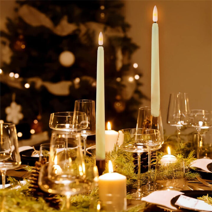 Safe flameless LED taper candles. Battery operated with remote control & timer function for easy use.