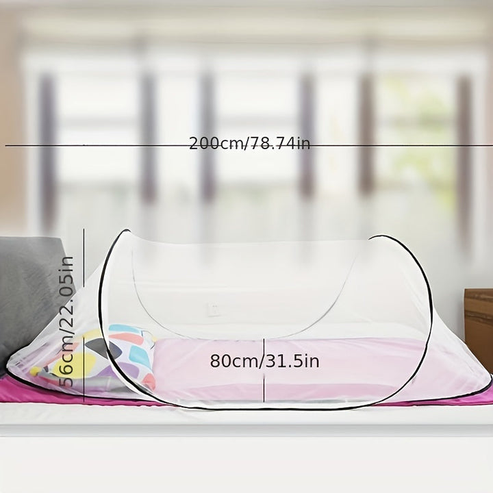 Compact & foldable single person mosquito net. Ultra-light bug protection with zipper for camping & backpacking.