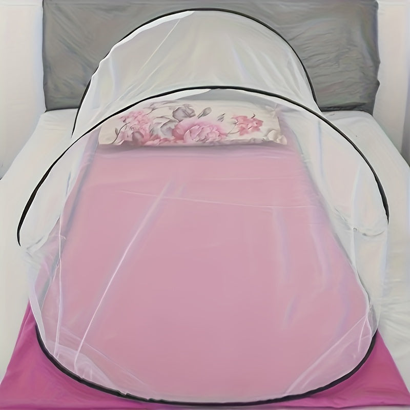 Portable, ultra-light bug net for solo camping. Foldable single person mosquito tent for outdoor insect protection.