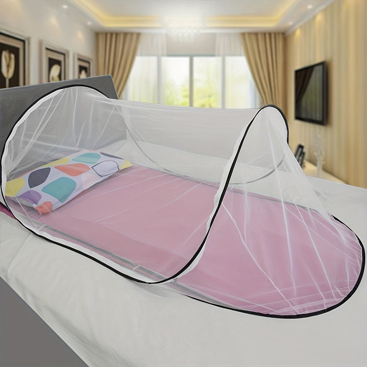 Single person mosquito net with zipper for camping & solo travel. Ultra-light & foldable for insect protection.