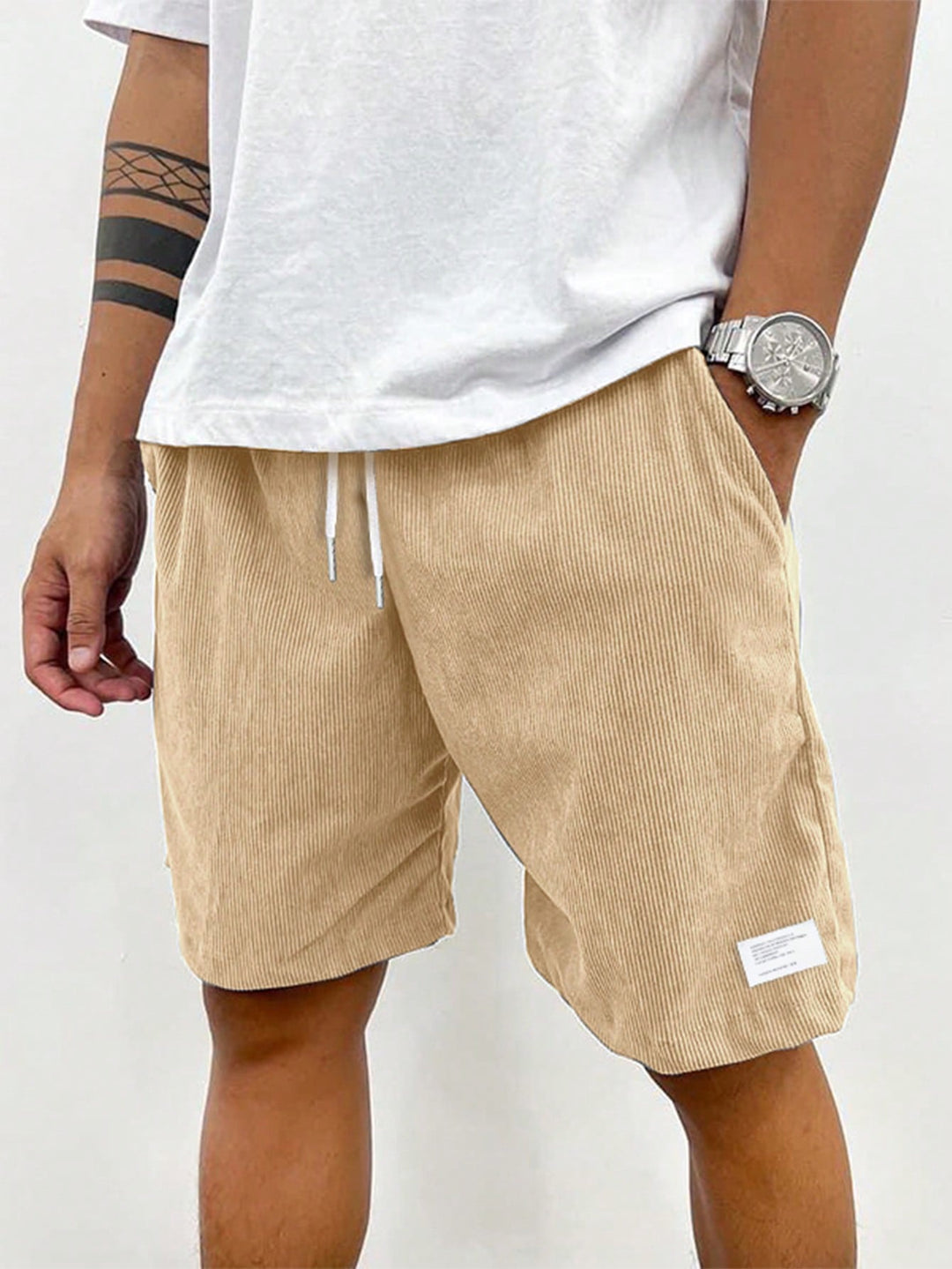Stylish men's summer shorts with drawstring waist, ideal for beachwear, vacation & streetwear.