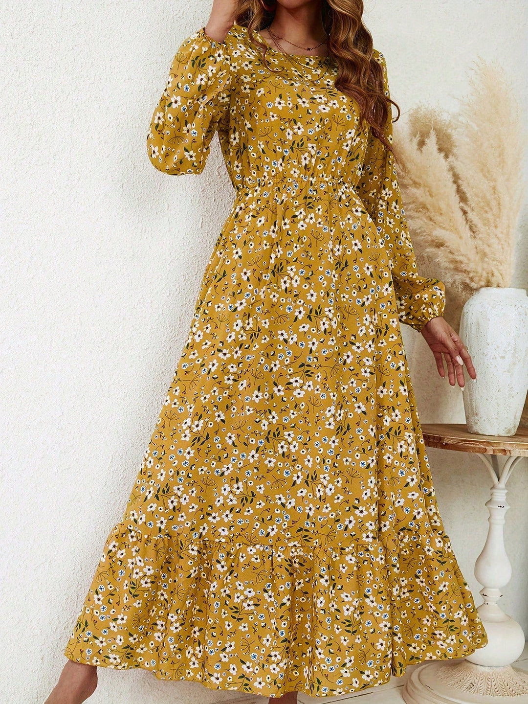 Women's Floral Maxi Dress Long Sleeve