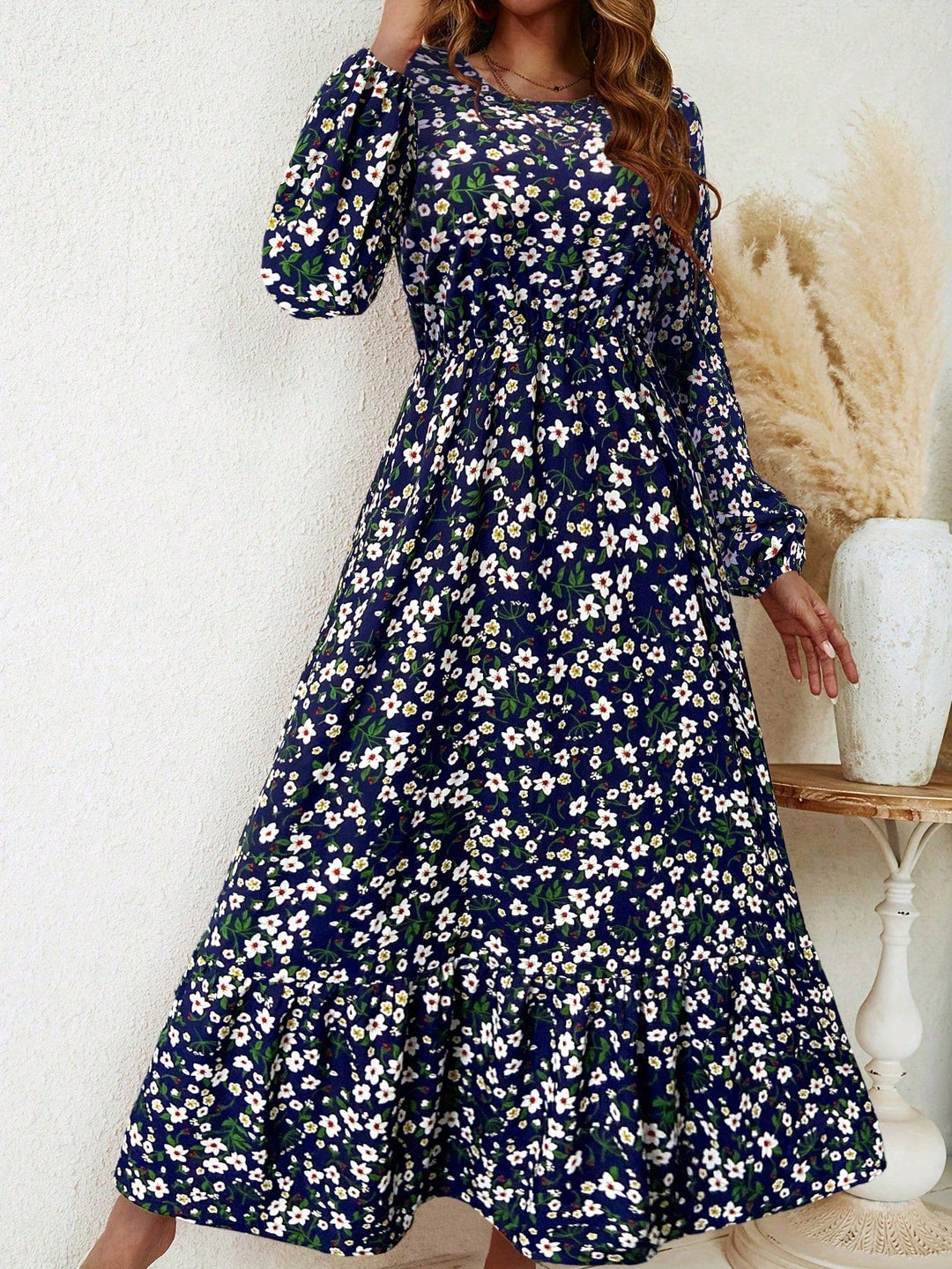 Women's Floral Maxi Dress Long Sleeve