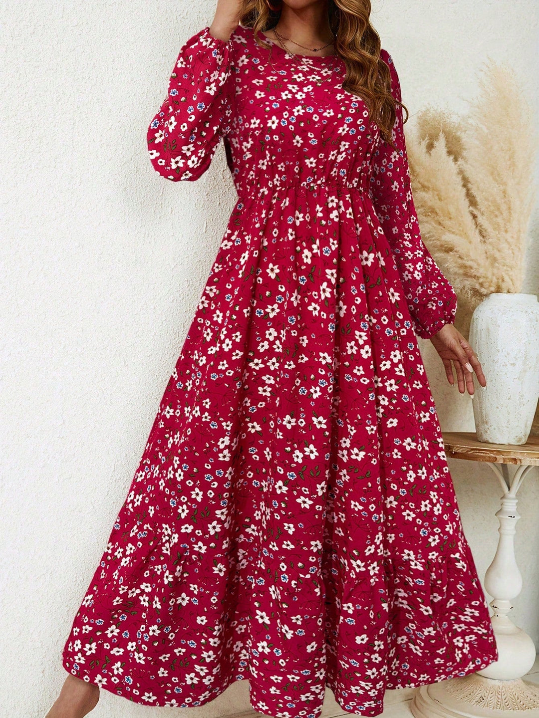 Women's Floral Maxi Dress Long Sleeve