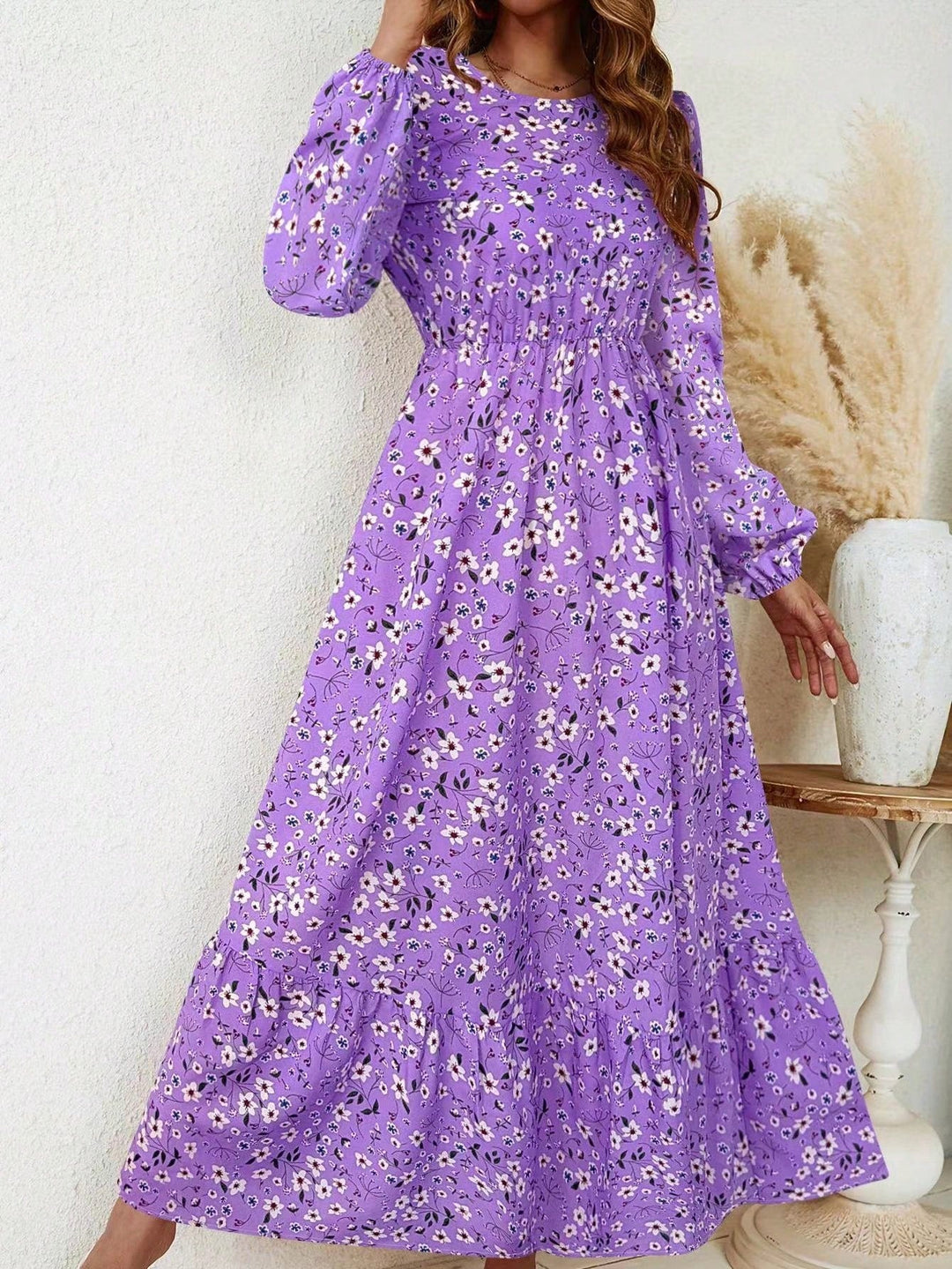 Women's Floral Maxi Dress Long Sleeve