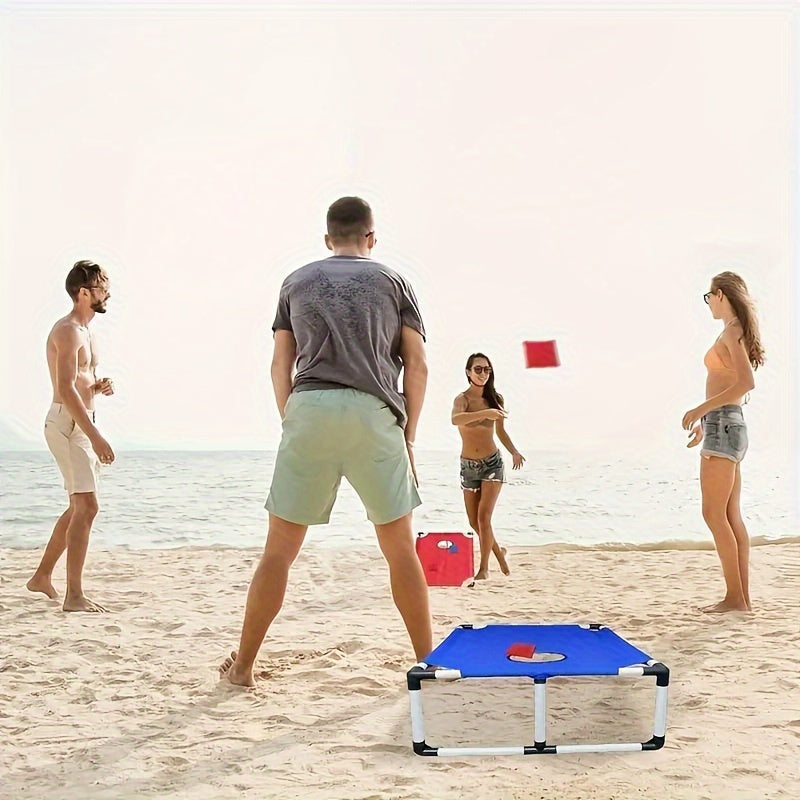 Lightweight, all-weather portable cornhole game set, great for beach, camping, family picnics, or backyard leisure.