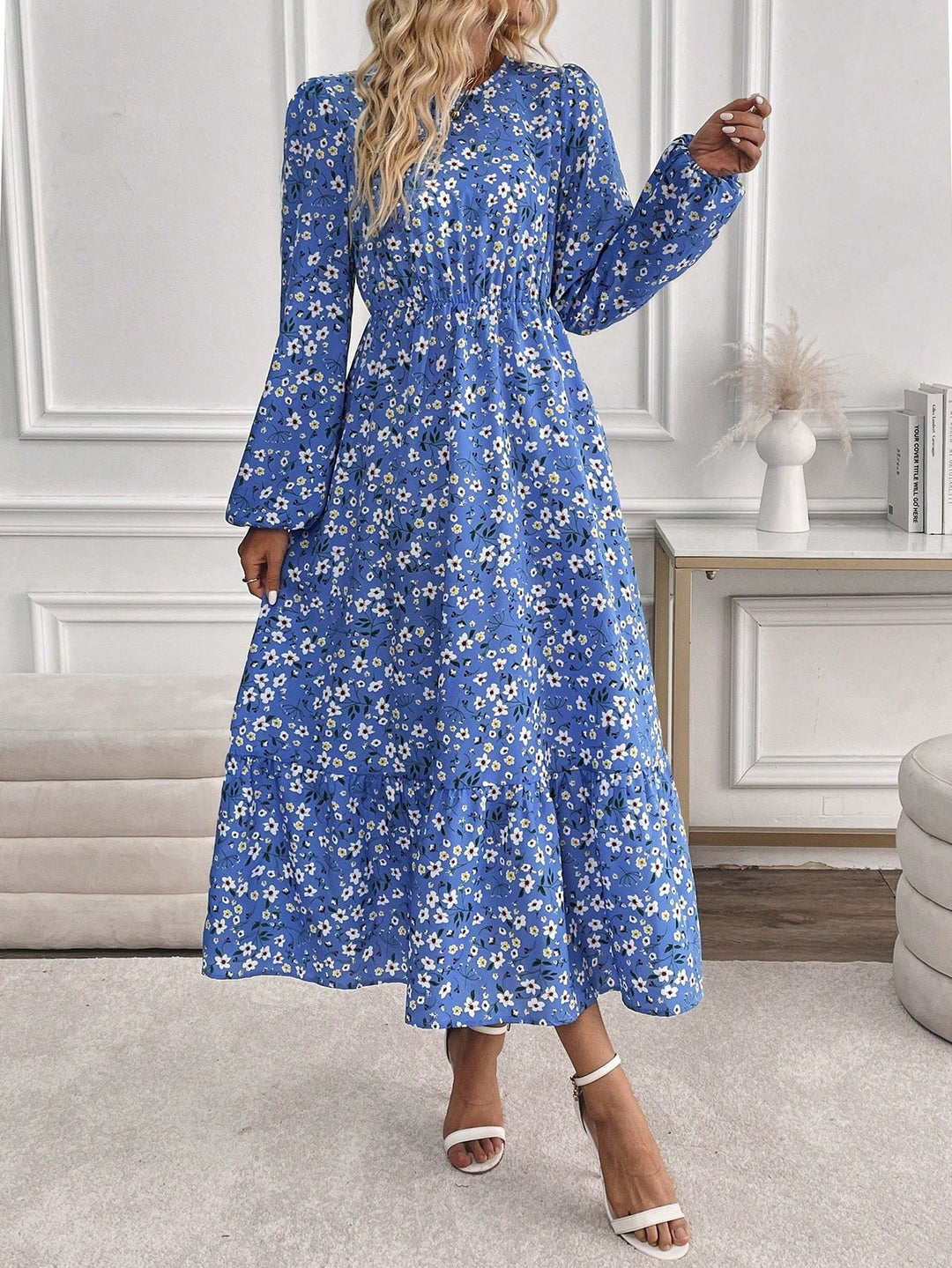 Women's Floral Maxi Dress Long Sleeve