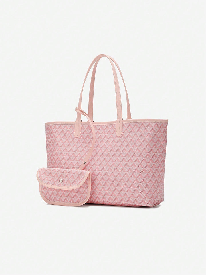 Interior view showing spacious main compartment of a lightweight unisex shoulder tote bag for everyday carry.