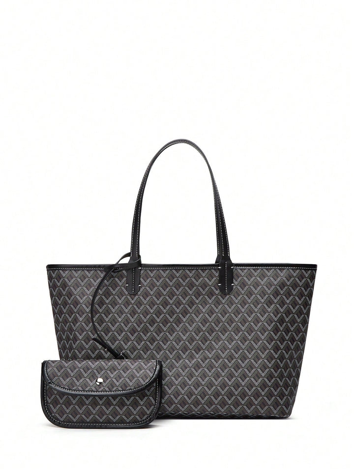 Side view of a lightweight unisex shoulder tote bag, showing its spacious design for everyday carry.