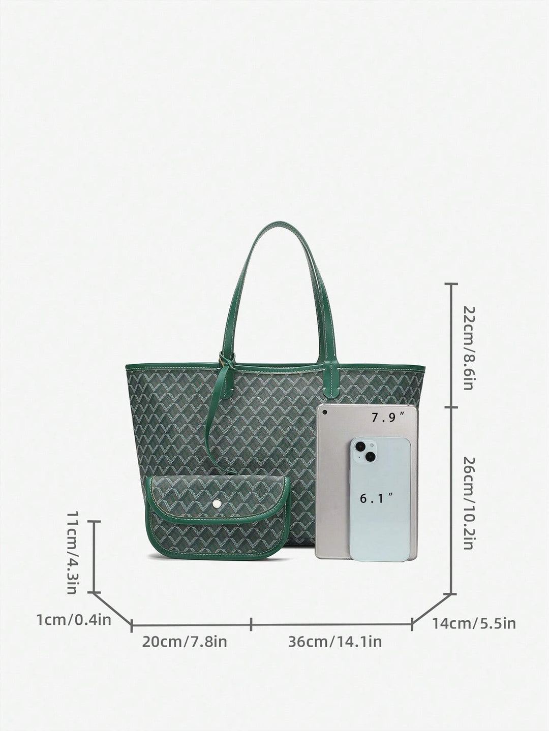 Front view of a sleek, lightweight unisex shoulder tote bag. Perfect for everyday essentials & minimalist style.