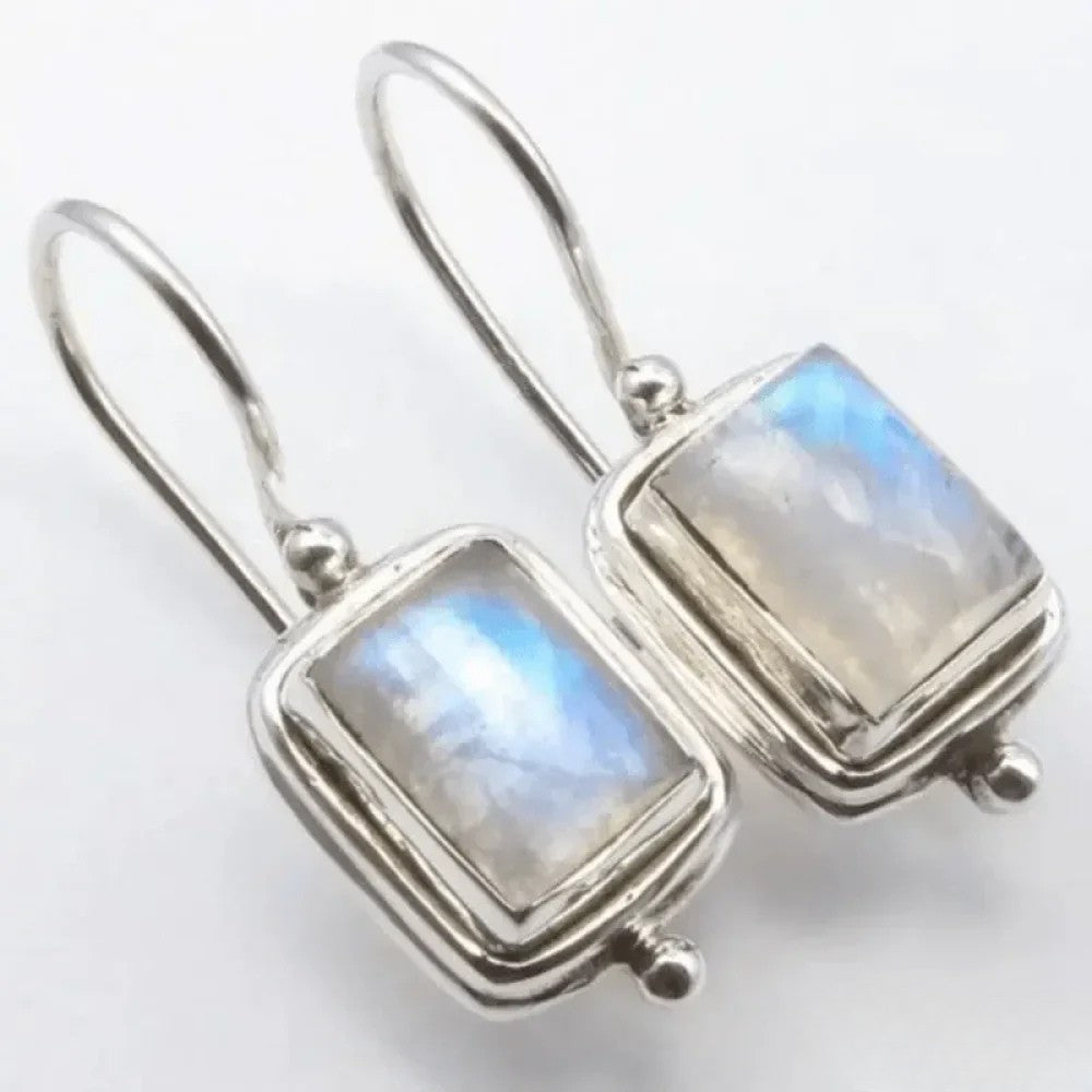 Women's Moonstone Square Earrings