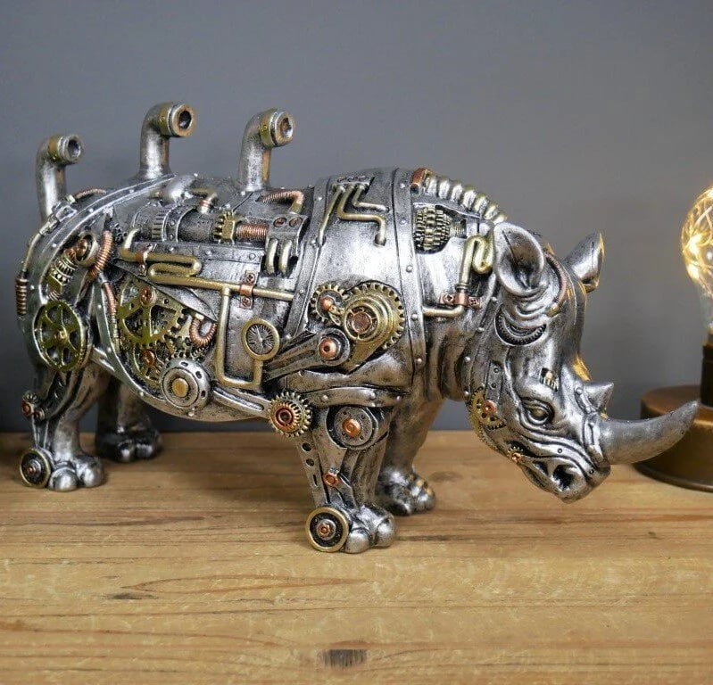 Unique steampunk animal figurine, ideal home decor for a modern interior, an artistic accent.