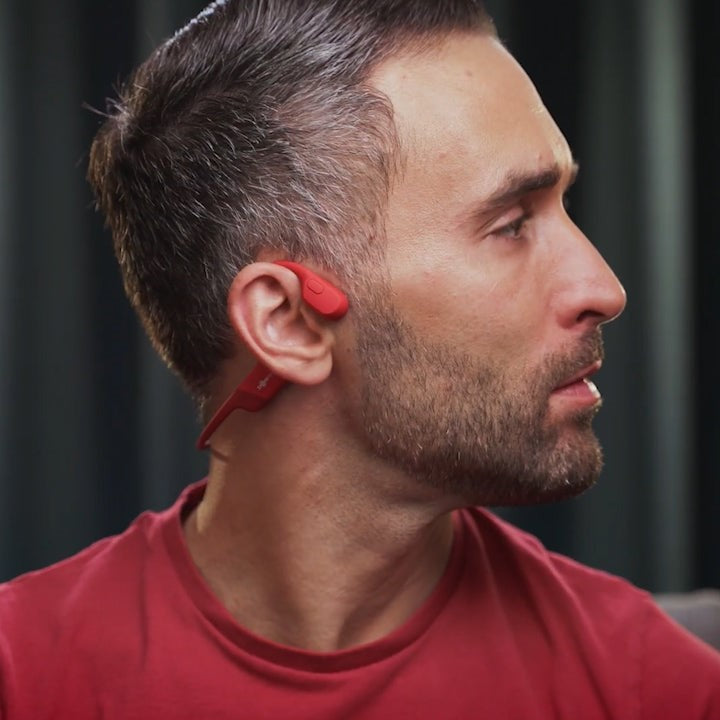 Unisex active open-ear wireless headphones ensure safety & situational awareness for active lifestyles, comfort fit.