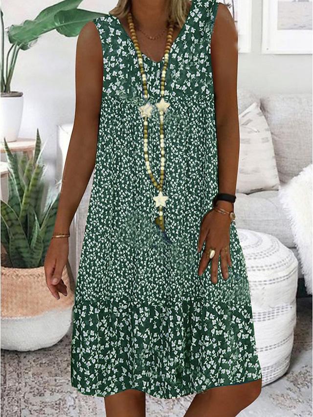 Floral V-Neck Sleeveless Midi Dress