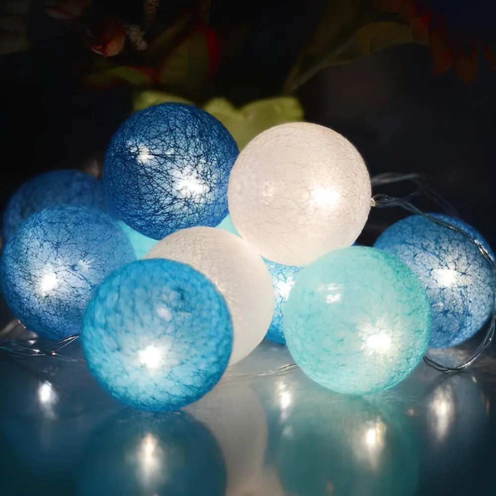 Romantic cotton ball string lights, perfect for date nights or intimate home settings.