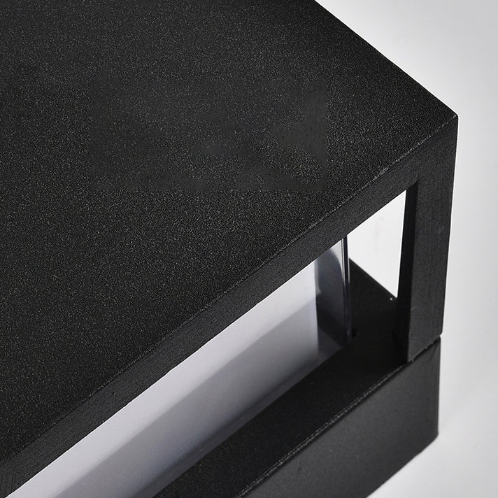 Stylish modern square LED outdoor light, durable & waterproof for exterior use.