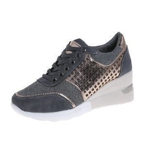 Lexi | Women's Wedge Heel Lace-Up Trainers with Perforated Detail
