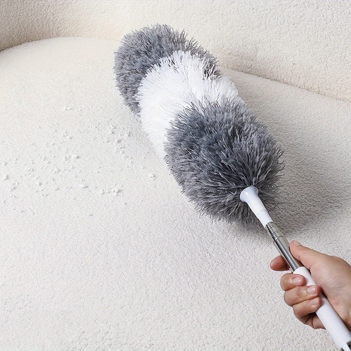 Microfiber duster with extendable pole for vaulted ceilings, cobwebs & unreachable spots. Effective cleaning.