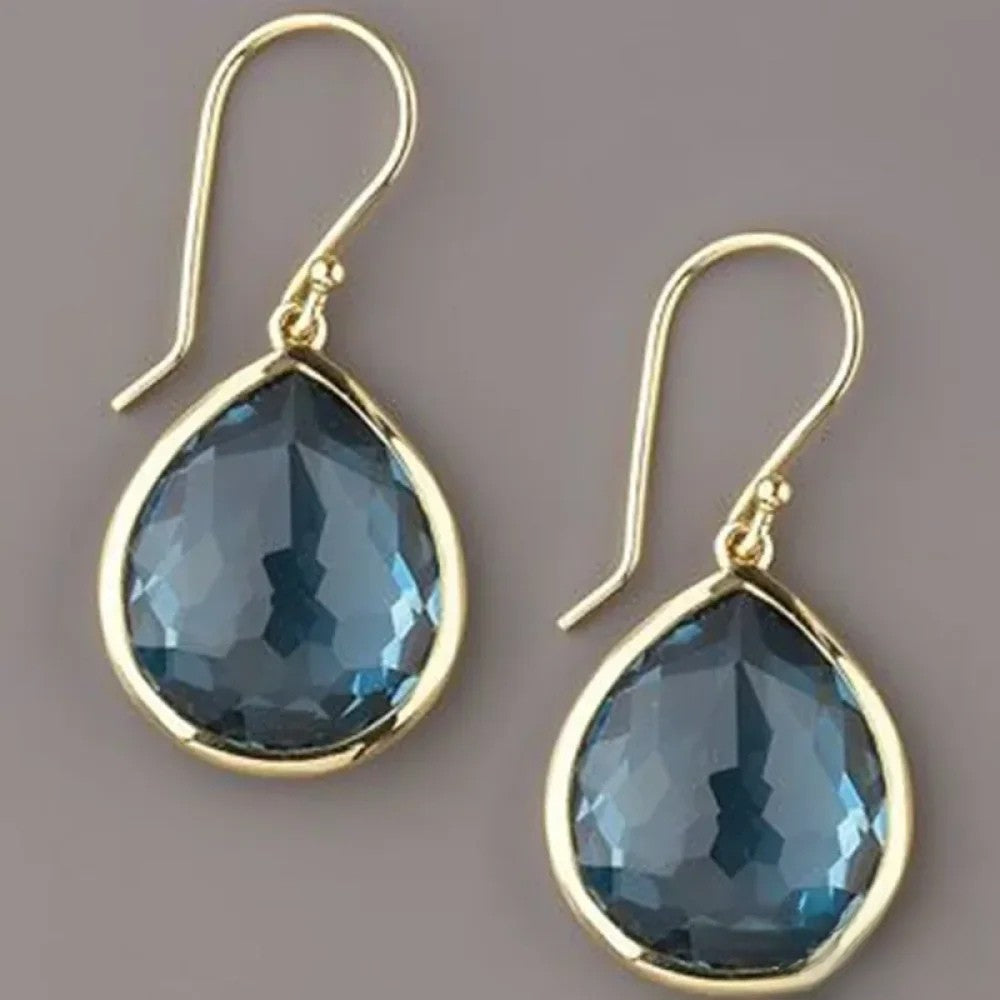 Gold-Tone Blue Drop Earrings